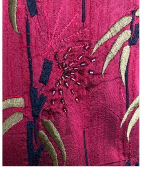 Chico’s Silk Blend Patchwork Jacket Size 2 Red Bl… - image 8