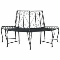 Baumbank 4-Sitzer 160 Cm Stahl Schwarz Gartenbank Sitzbank