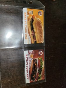 Burger King Hamburger Gift Cards NO $ Value Collectible New 2005