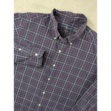 Ralph Lauren Mens L Custom Fit Plaid Button Down Shirt Navy Red White RN41381