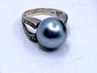 Sterling Silver Grey Pearl & marcasite Ring Vintage Unpolished Size 8 — photo 4