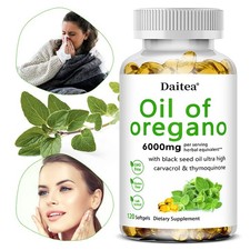 Aceite de orégano con aceite de semilla negra 6000 mg para salud inmunológica–30/60/120 cápsulas blandas