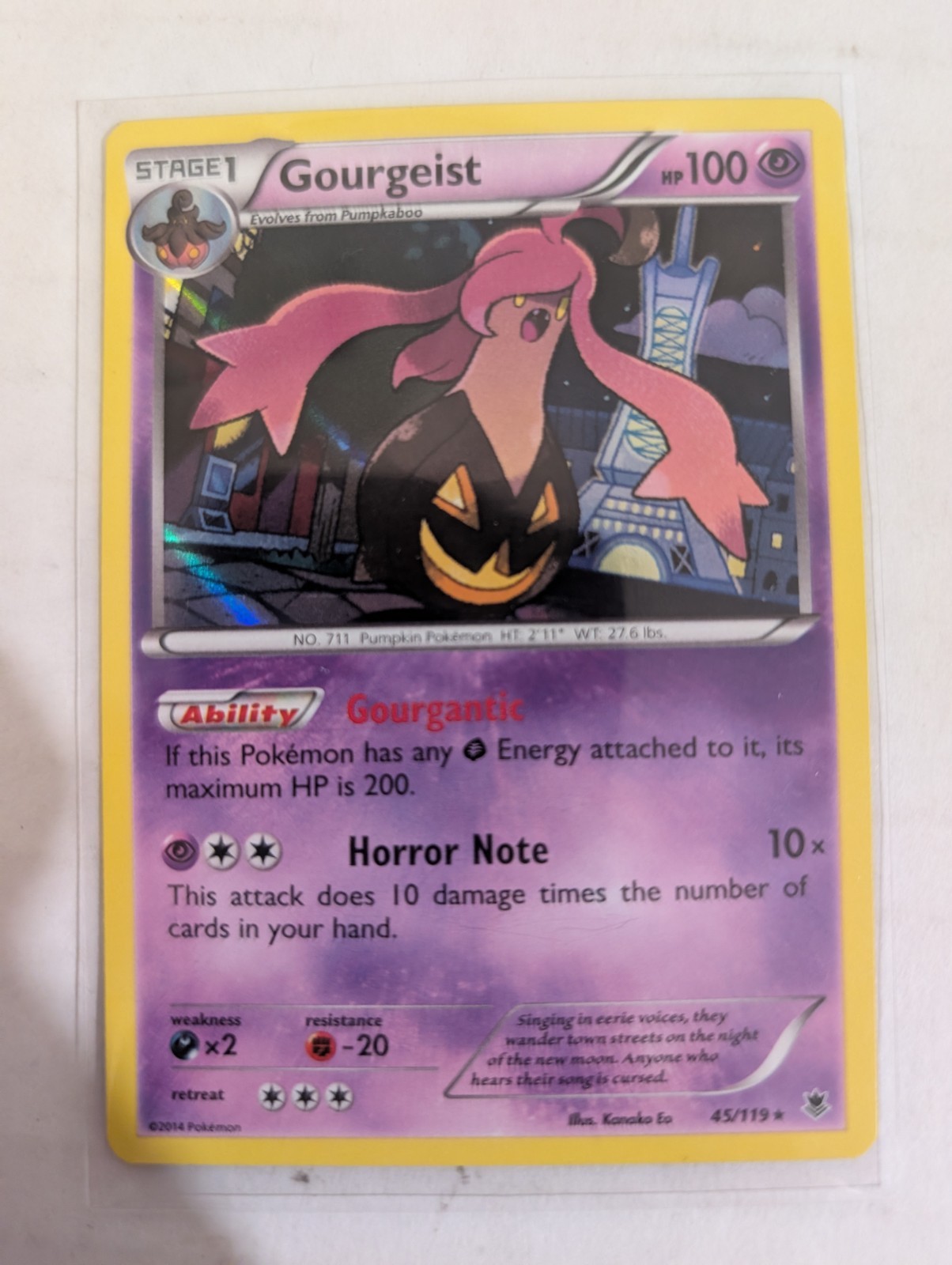 GOURGEIST 45/119 XY Phantom Forces - HOLO Rare 2014 Pokemon Card - NM