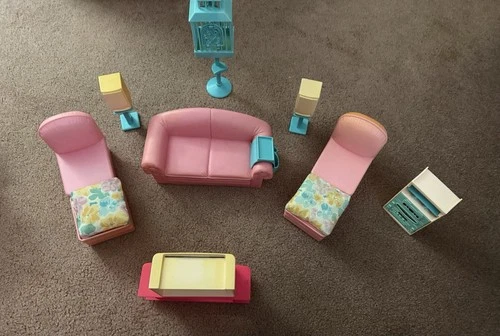 Vintage Barbie Living Room Set Lot Of 14 Circa 1980-90’s