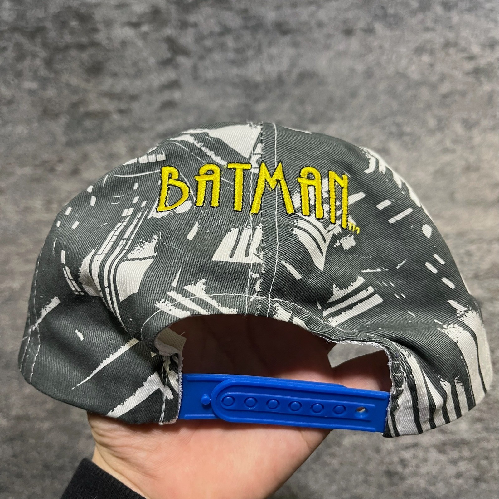 Vintage 90s Batman Snapback Hat Gray Blue embroid… - image 3