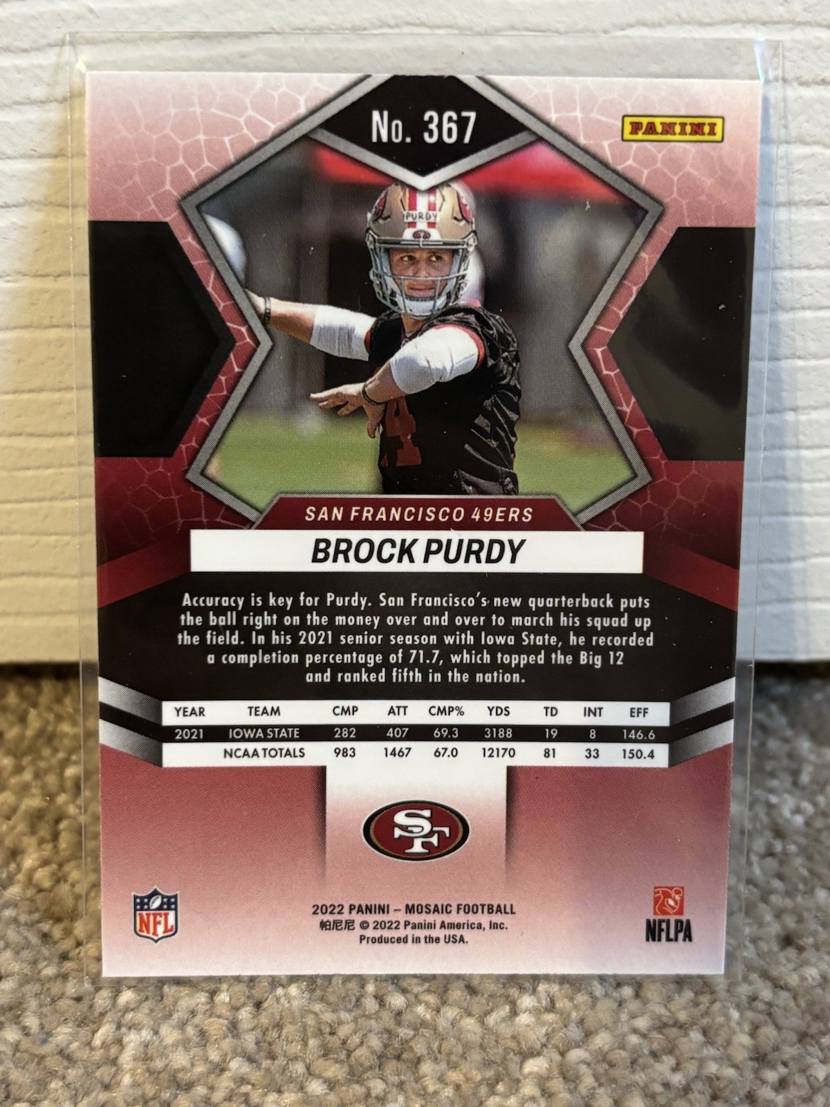 2022 Panini Mosaic Brock Purdy Rookie RC #367 49ers view 2