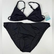 NWT Andie Swim Bikini Set Tropez Triangle Top Symi Bottom Black Size XL