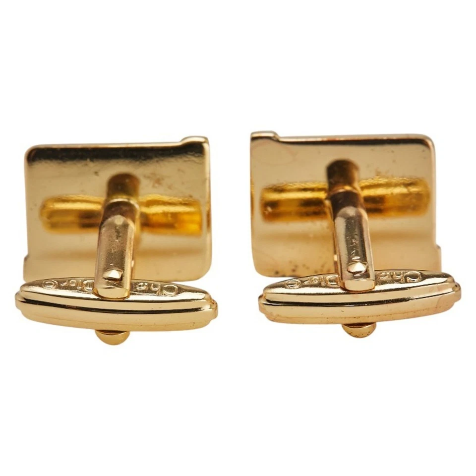 Gemelos Christian Dior Logo Dior, plástico chapado en oro y plata, para hombre Foto 3 de 4