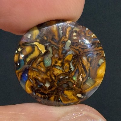 11.3ct 17.8x17.1x4.2mm Colorful Australian Koroit Boulder Opal Cabochon Gem