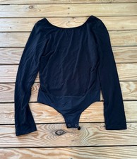 L agence NWT Women s Scoop Neck Long Sleeve Bodysuit Size S Black BT