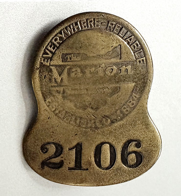 Vtg MARION POWER SHOVEL CO Employee Badge: Panama Canal Steam Shovel Provider