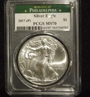 2017-(P) Silver Eagle PCGS MS70 - "GREEN" Philadelphia Mint Label