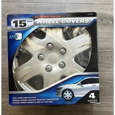 15 Set Of 4 Silver Wheel Covers Snap On Full Hub Caps Fit R15 Tire Steel Rim 15 Set Of 4 Silver Wheel Covers Snap On Full Hub Caps Fit R15 Tire Steel Rim
