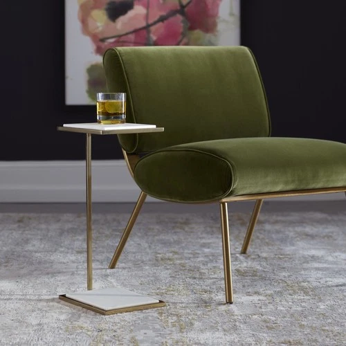 Uttermost 22943 Elevate 10"W Marble and Steel Accent Table - White - Picture 4 of 5