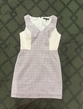 White House Black Market Tweed Sheath Dress Sleeveless V-Neck Lined size 14