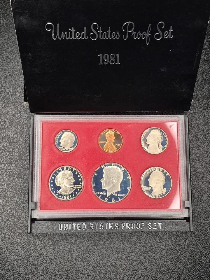 1981 Proof Set Kennedy, Lincoln, Roosevelt, Jefferson, Susan B. Anthony - Image 3 of 4