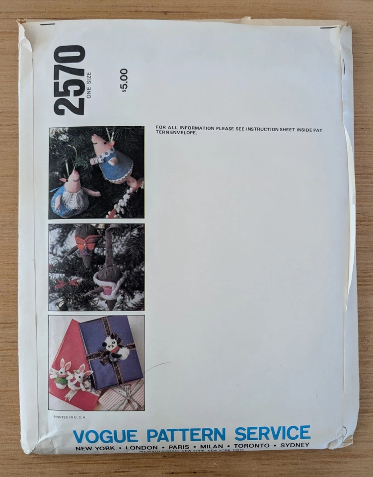 Vogue Patterns 2570 Vintage Christmas Ornament Pattern One Size Uncut - Image 2 of 2