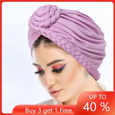 Arab Knot Twist Hats Braid Bonnet Cancer Chemo Islamic Beanie Turban Caps Women