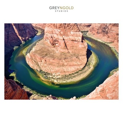 High Angle view of River Bend Poster Wall Art Print pick size A4/A3/A2/90x60cm