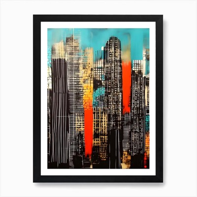 Integriertes Chaos 1 - Stadtbild Kunst gerahmtes Wandbild Poster Leinwanddruck Bild