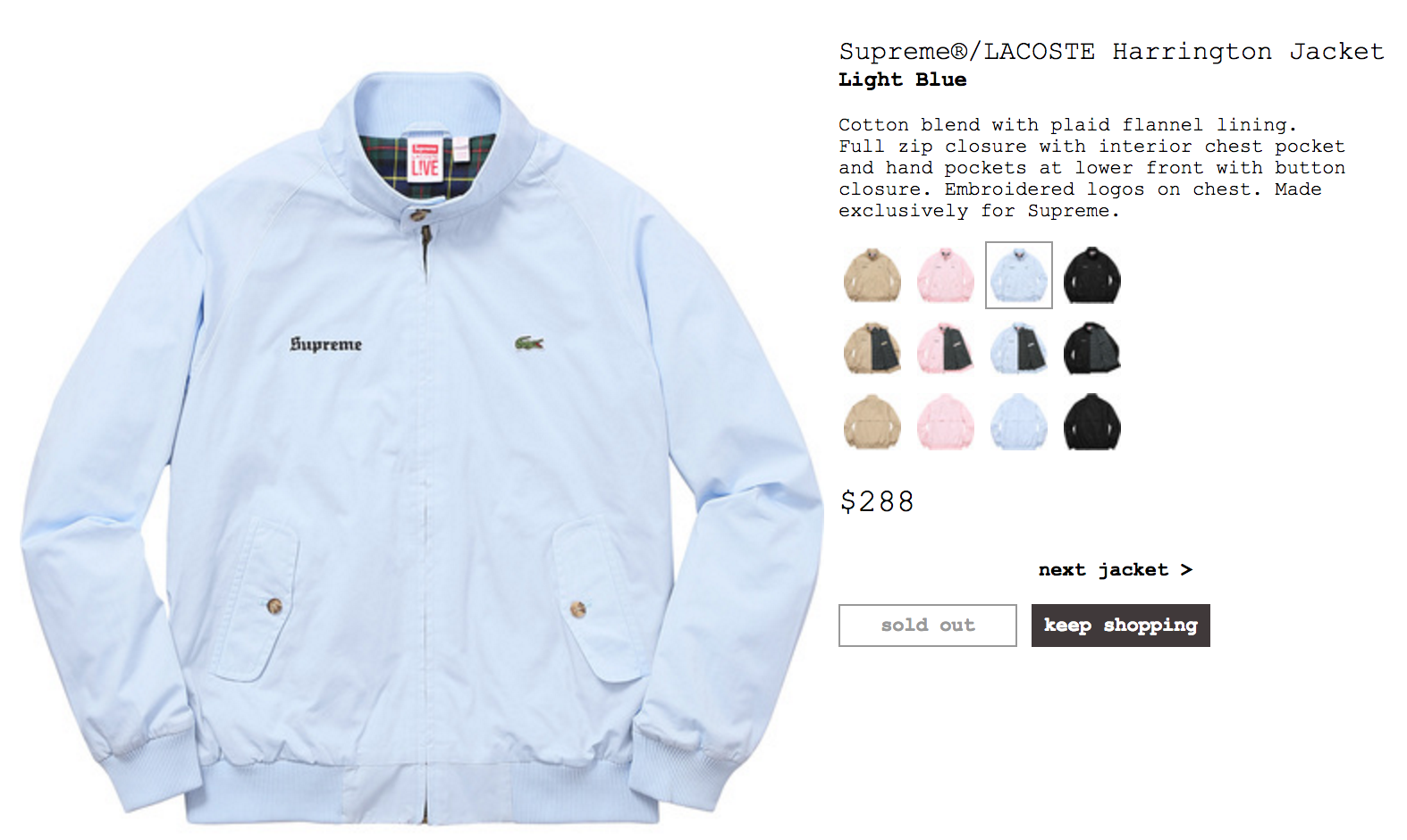 supreme x lacoste harrington jacket