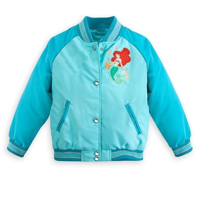 Disney Store Princess The Little Mermaid Ariel Varsity Jacket Girl Size