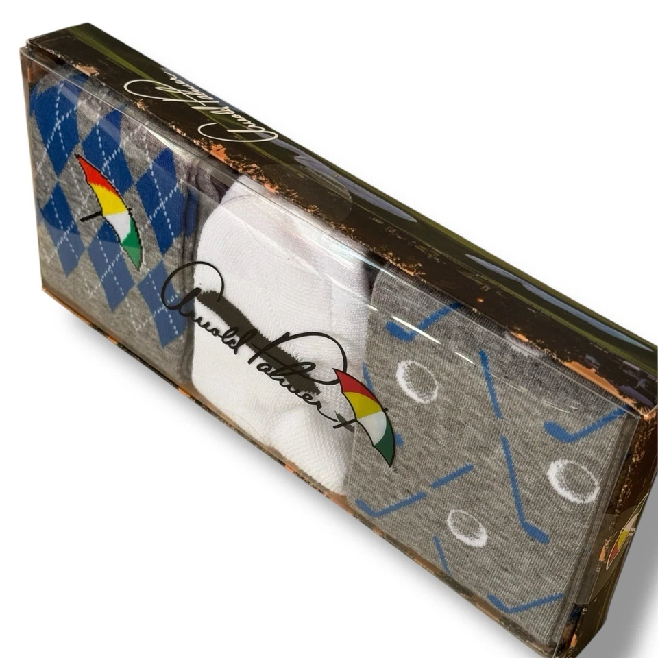 Juego de 3 calcetines de golf Arnold Palmer para hombre talla 9-12 blancos grises bajos para jinete y tripulación Foto 4 de 4