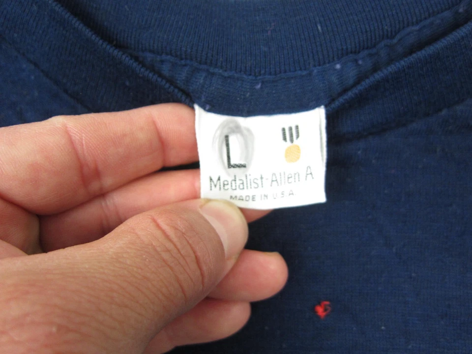 Camisa Medallista Verdadera Vintage Para Hombre Grande Azul Hecha en EE. UU. Térmica Allen-A Adulto Foto 3 de 4