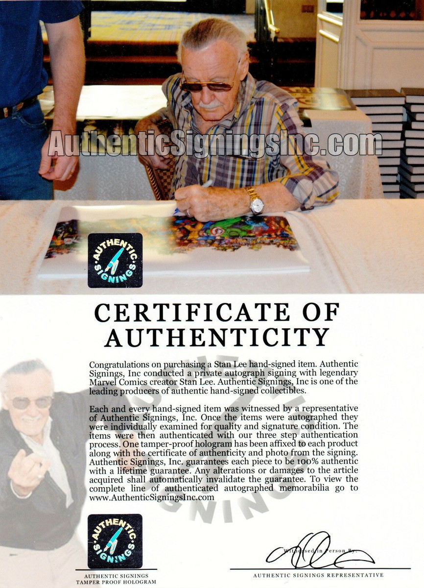 Stan Lee Autographed Marvel Super Heroes Cast 16x20 Photo ASI