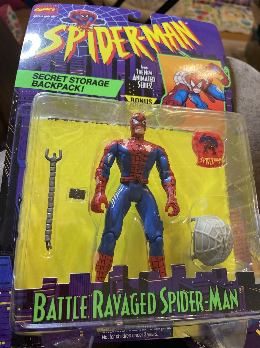 アメコミ TOYBIZ BATTLE RAVAGED SPIDER MAN Marvel Spider-Man Animated Series 1995 Battle Ravaged Action