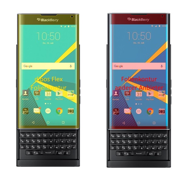 2X Schutzfolie FüR Blackberry Priv Inkl. Rundung Flex Folie Dipos Display Schutz-image