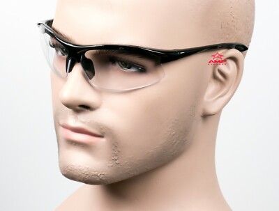 ERB Commandos Clear Lens Black Safety Glasses Motorcycle Hard Coated Z87+