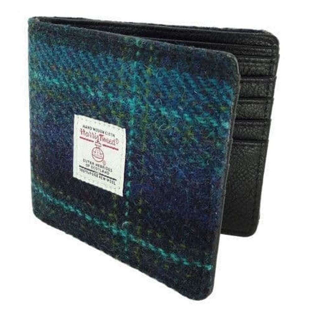 Gents Mull Harris Tweed Wallet - Blue with Turquoise Overcheck LB2007-COL119