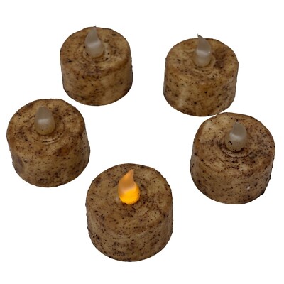 Burnt Ivory LED Tealight Candles Set of 5 Amber Flickering Light