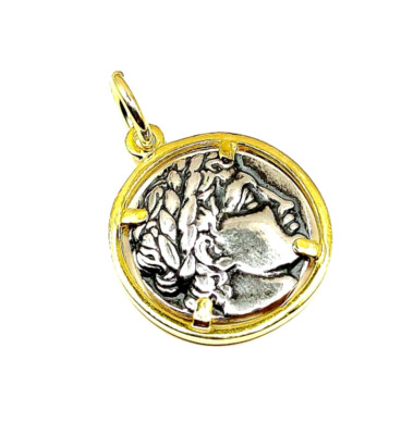 Handarbeit Sterling Silber 925 antike griechische Münze Apollo Gott der Sonne Anhänger