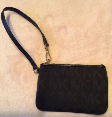 Michael Kors Black Fabric Wristlet Adjustable Strap 4x6 Wristlet  VGC smoke Free