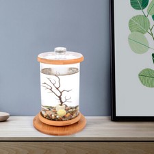 Aquarium Fish Tank 1.2L Small Betta Tank Starter Kit with LED Light and