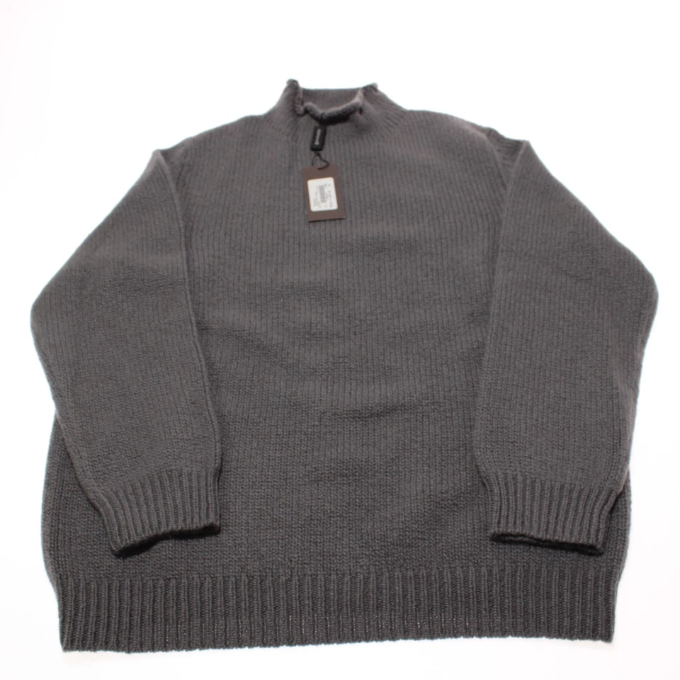 Suéter Fedeli Nuevo sin Etiquetas Pullover Cuello Simulado Talla 56 US XXL en Gris Sólido 100% Lana Foto 2 de 4