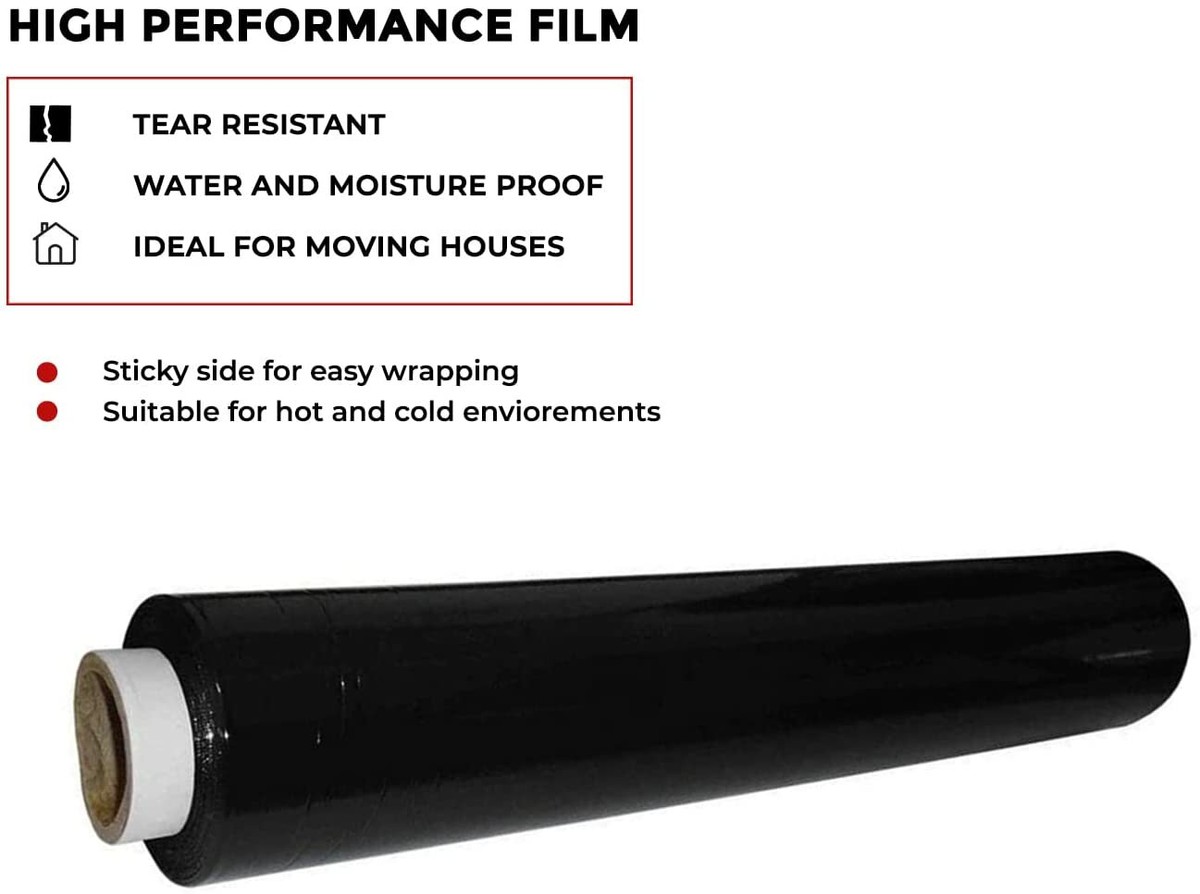 2 Pack Industriale Nero Pallet Stretch Wrap Cling Film 20mic 400 - Foto 9