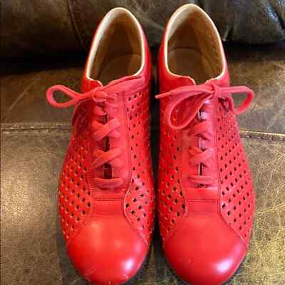 Bally Women's Size red perforated lace up sneaker shoes