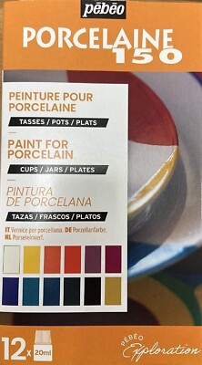 Pebeo Porcelaine 150 Paint Set 12 x 20ml Bottles China Ceramic Painting 757471