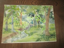 Original Watercolors By Peg Humphreys,River thru Forest & Palms on Beach 16"x22"
