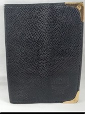 Vtg MCM Visetos Germany Black Leather Bi-Fold Wallet Small Booklet Protector