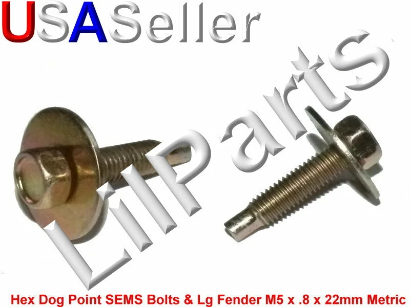 LILPARTS Anodized Metric Hex Dog Point Bolt Captive Washer Car Body Fender M5-.8 x 21mm