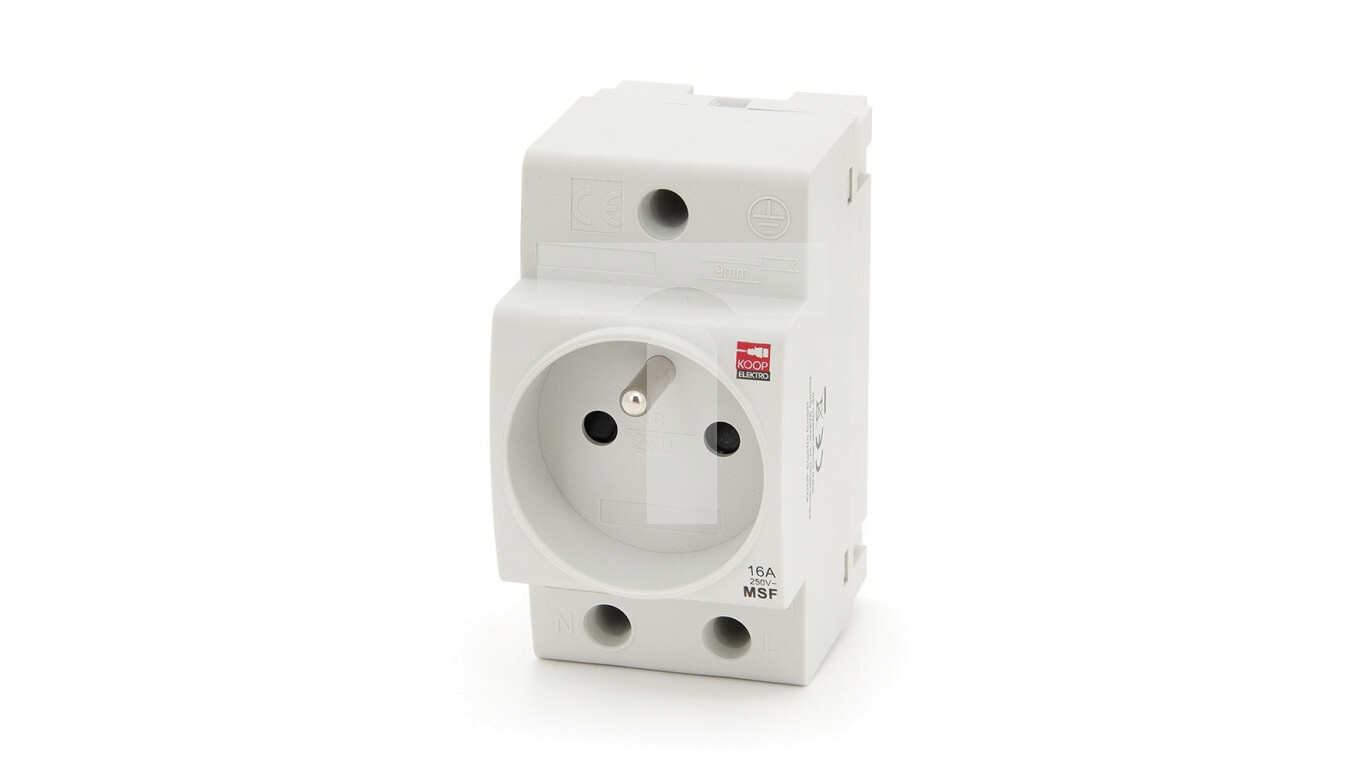 16A modular socket for TH rail, grounded (pin), KOOP Elektro MSF /T2UK