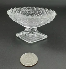 Vintage Westmoreland English Hobnail Sawtooth Pedestal Open Salt Cellar 