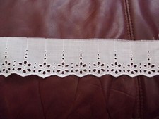 White Floral FLAT Lace Edge Trim Cotton Blend 2.50" Width x 7.22 Yd Length