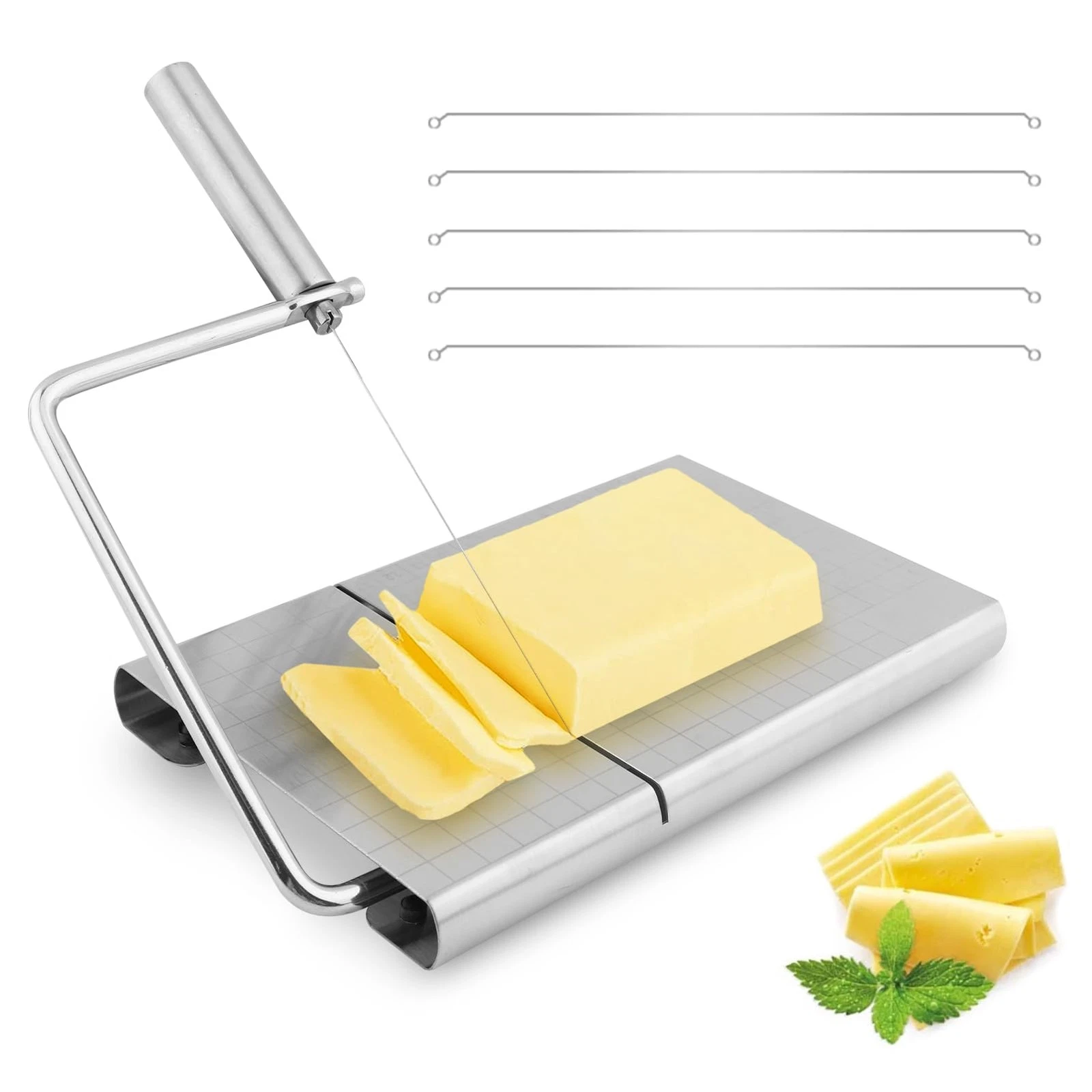 Stainless Steel Cheese Slicers with Wire for Block Cheese Butter Food Slicer