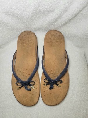 Vionic Women's Bella II Sz 11 Navy Blue Denim Orthotic FlipFlop Thong Sandal