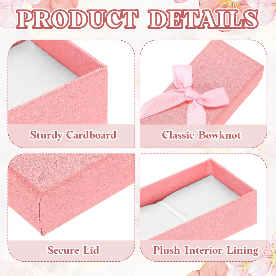 8.3x1.6x0.9 Inch Jewelry Gift Box, 12 Pcs Cardboard Pure Long Necklace Box, Pink - image 3 of 4